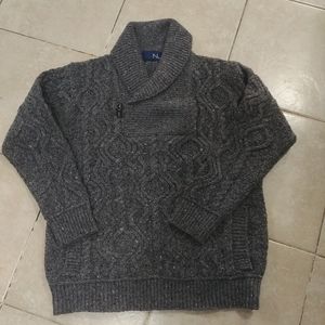 Nua Grey Melange Wool/Cashmere Chunky Cable Knit Sweater sz L Ireland